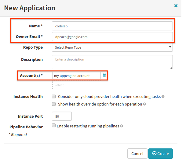 Create_Codelab_Application
