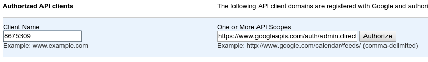 authorize the service account to access the Directory API